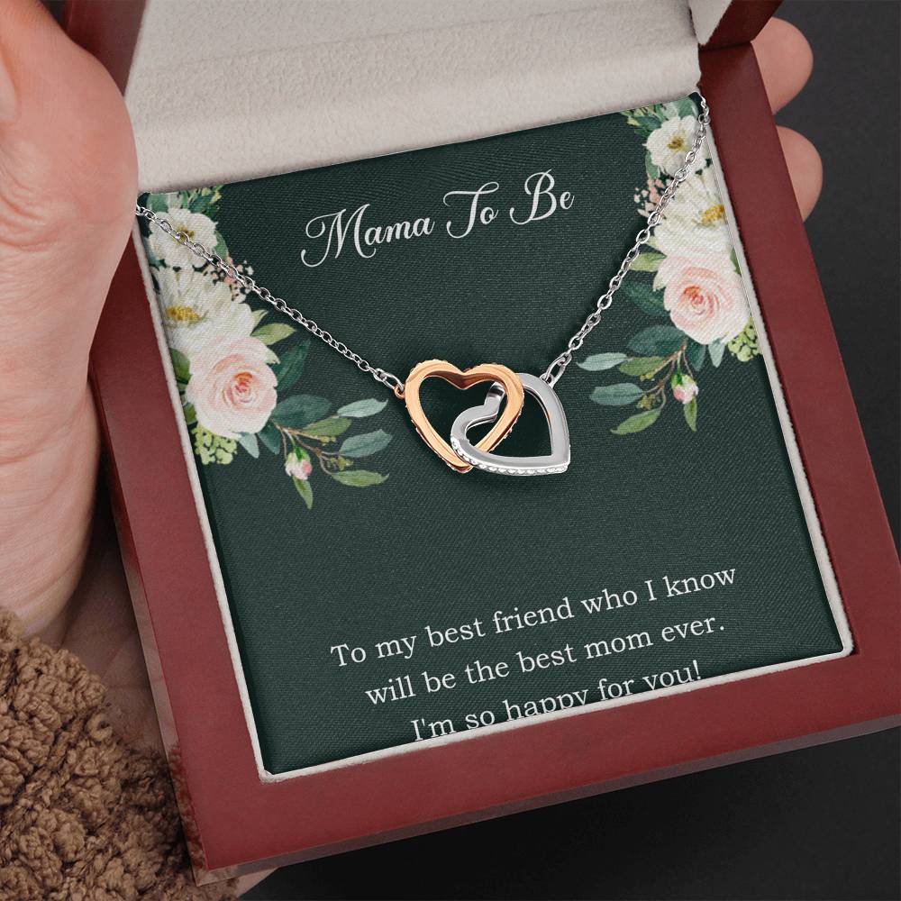 Gift for Expecting Mom, To My Best Friend, Mom to Be Interlocking Heart Necklace For Women, Pregnancy Gift For New Mother