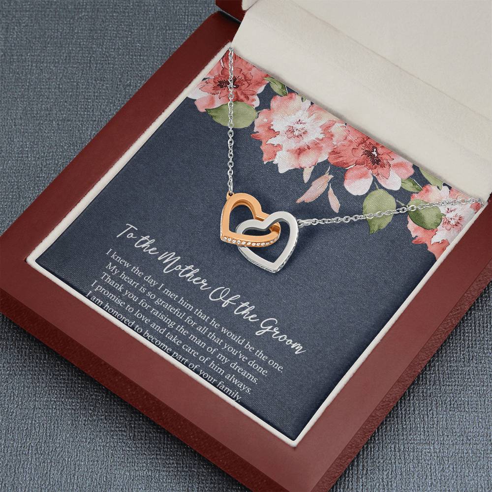 Mom Of The Groom Gifts, My Heart Is Grateful, Interlocking Heart Necklace For Women, Wedding Day Thank You Ideas From Bride