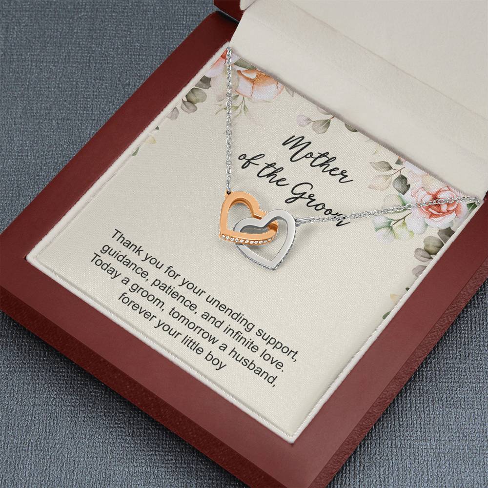 Mom Of The Groom Gifts, Thank You For Your Unending Support, Interlocking Heart Necklace For Women, Wedding Day Thank You Ideas From Groom