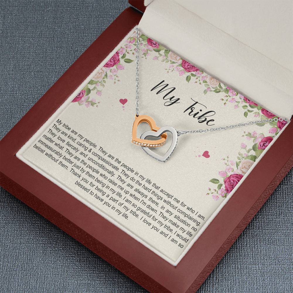 To My Best Friend Gifts, My Tribe , Interlocking Heart Necklace For Women, Birthday Present Idea From Bestie