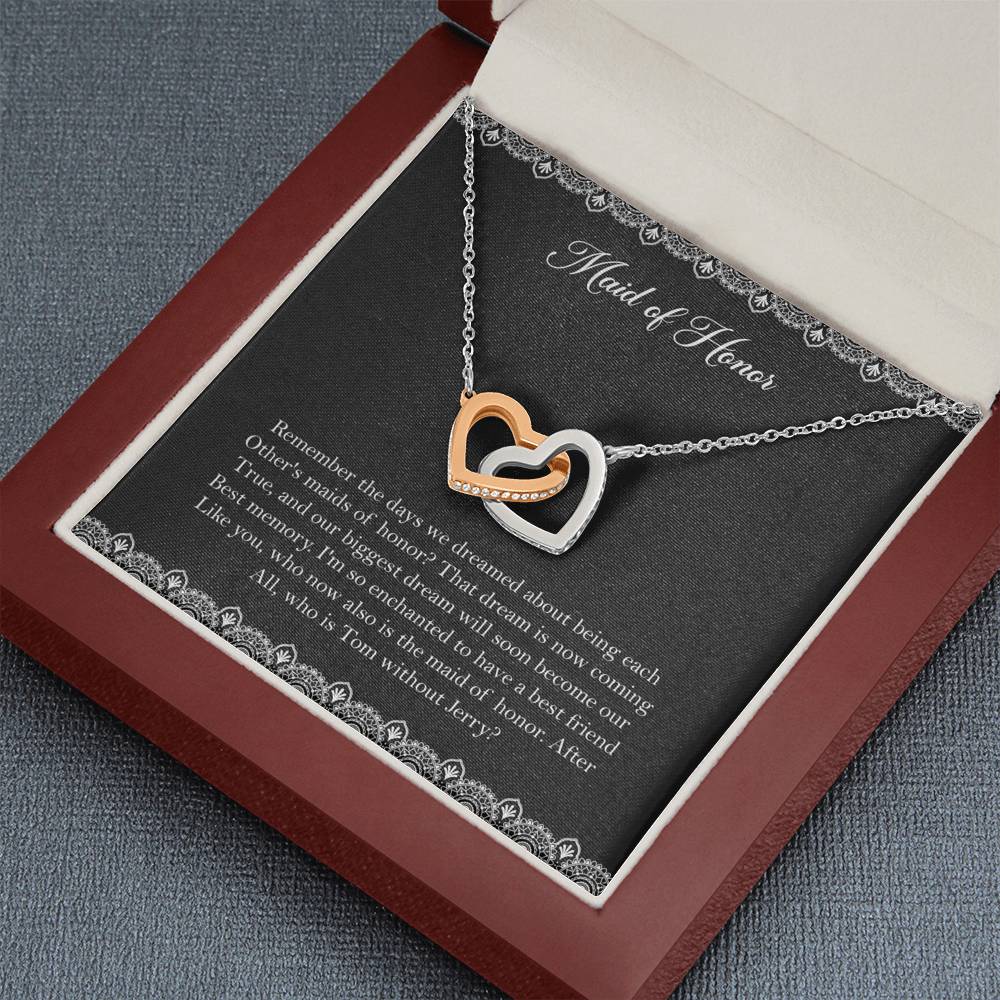 To My Maid Of Honor Gifts, Best Memory, Interlocking Heart Necklace For Women, Wedding Day Thank You Ideas From Bride
