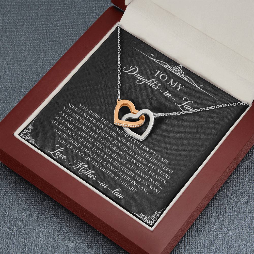 To My Daughter-in-law Gifts, Circle of Strength and Love, Interlocking Heart Necklace For Women, Birthday Present Idea From Mother-in-law
