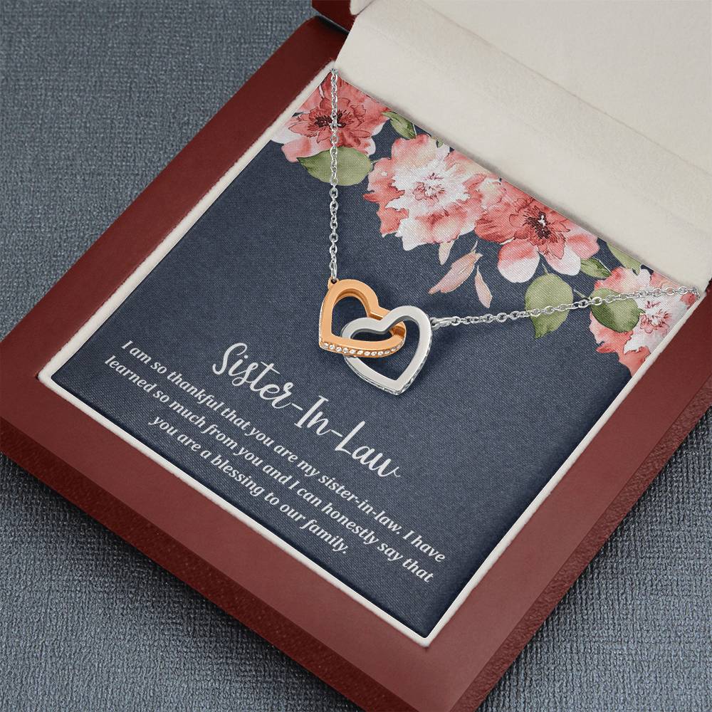 To My Sister-in-law Gifts, I Have Learned So Much from You, Interlocking Heart Necklace For Women, Birthday Present Idea From Sister