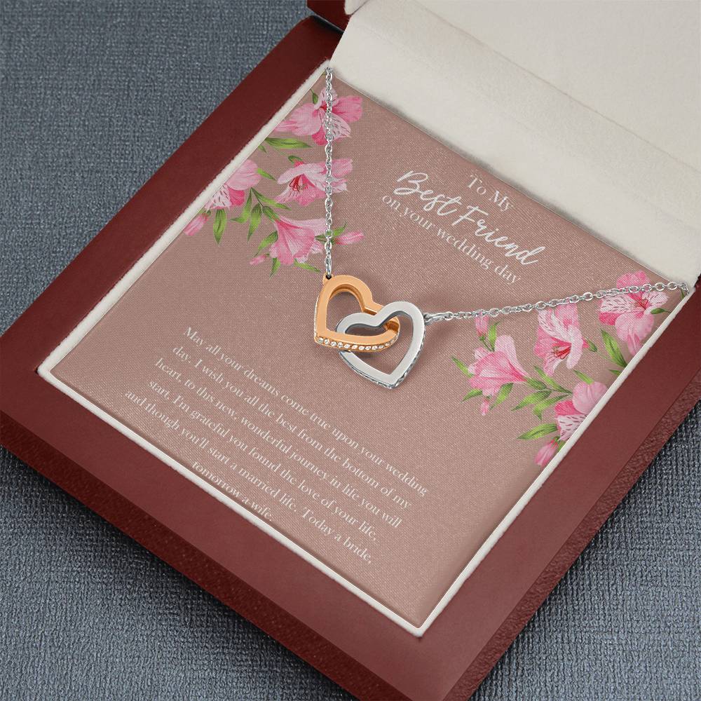 Bride Gifts, May All Your Dreams Come True, Interlocking Heart Necklace For Women, Wedding Day Thank You Ideas From Best Friend