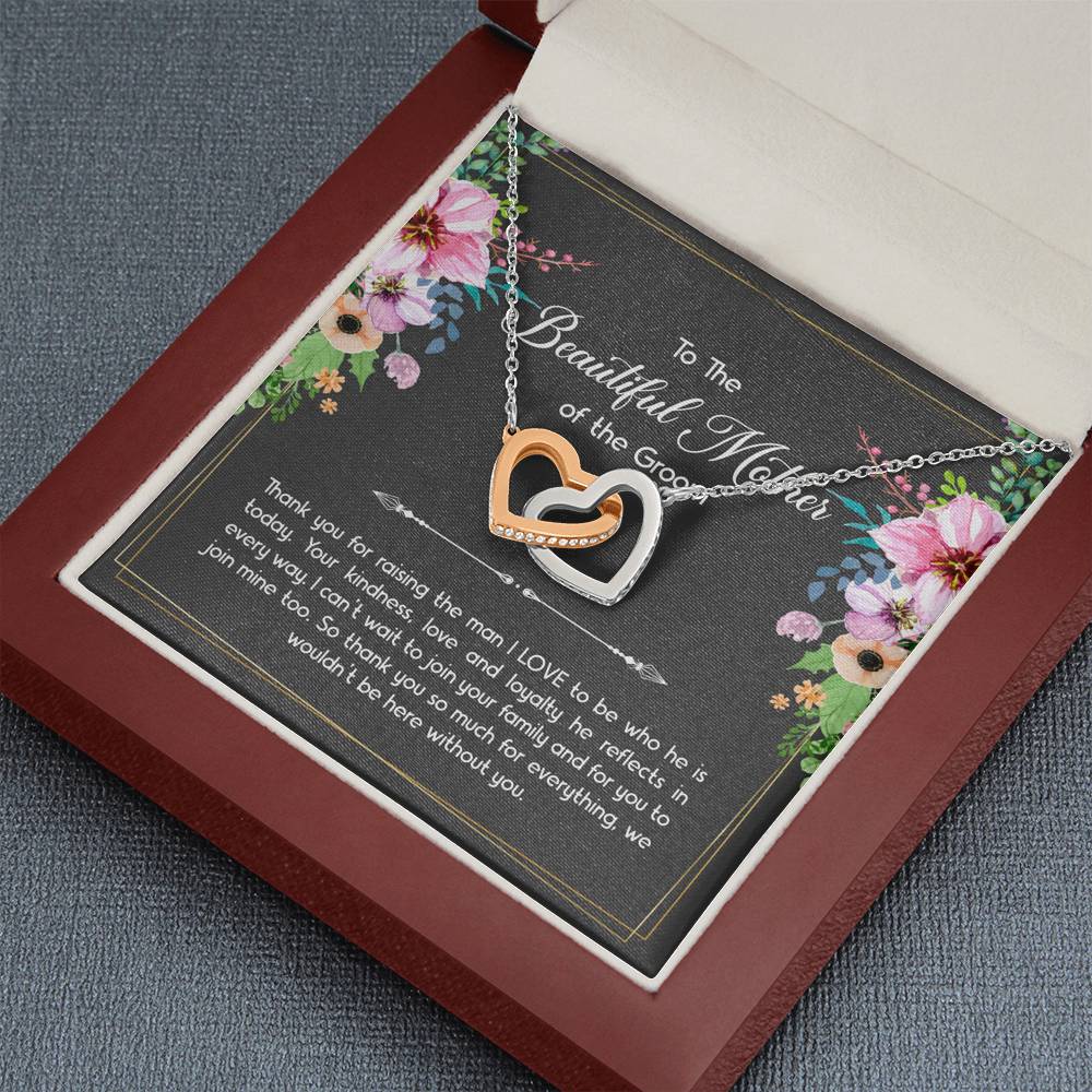 Mom Of The Groom Gifts, Thank You For Raising The Man I Love, Interlocking Heart Necklace For Women, Wedding Day Thank You Ideas From Bride
