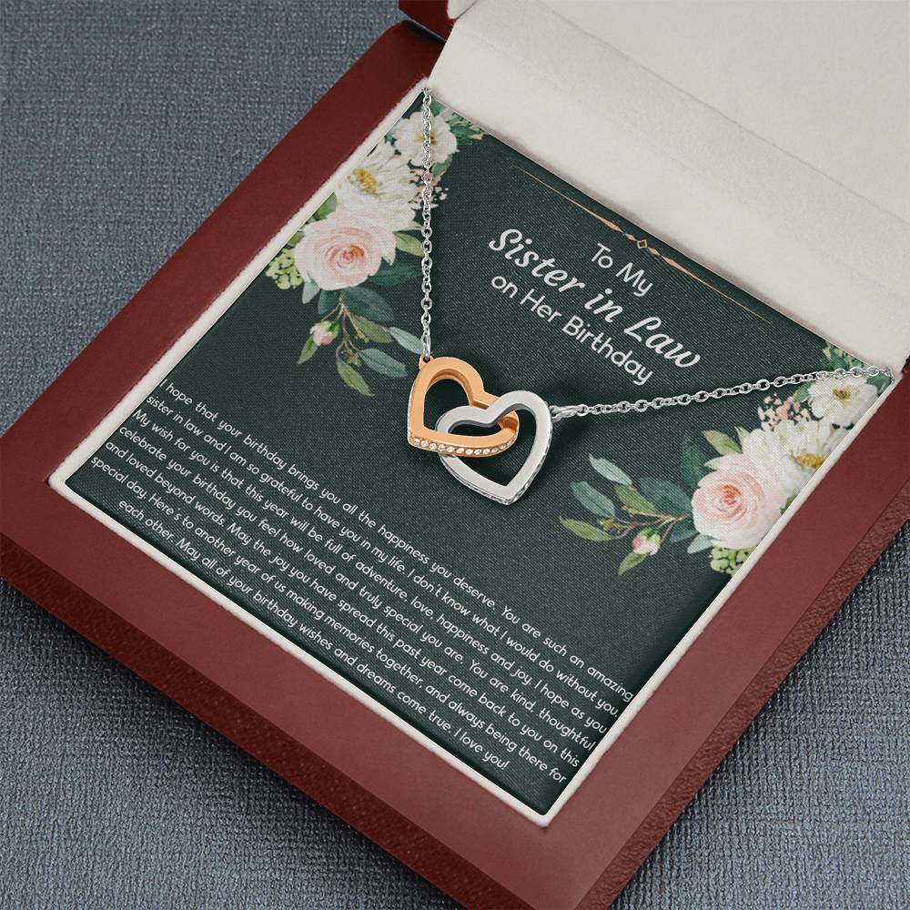 To My Sister-in-law Gifts, I Hope Your Birthday Brings You Happiness, Interlocking Heart Necklace For Women, Birthday Present Idea From Sister