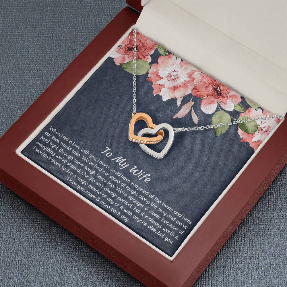 To My Wife, When I Fell In Love With You, Interlocking Heart Necklace For Women, Anniversary Birthday Gifts From Husband