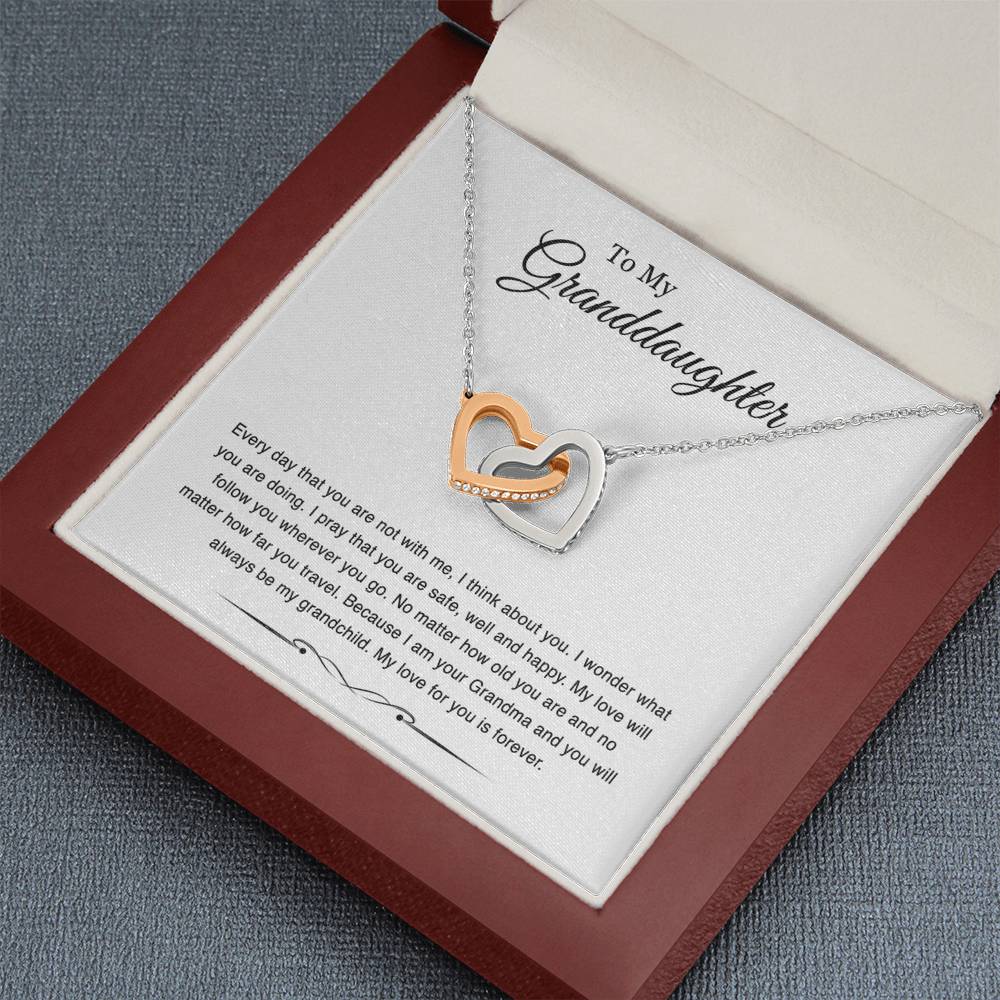 To My Granddaughter Gifts, Every Day That You Are Not With Me, Interlocking Heart Necklace For Women, Birthday Present Idea From Grandma Grandpa