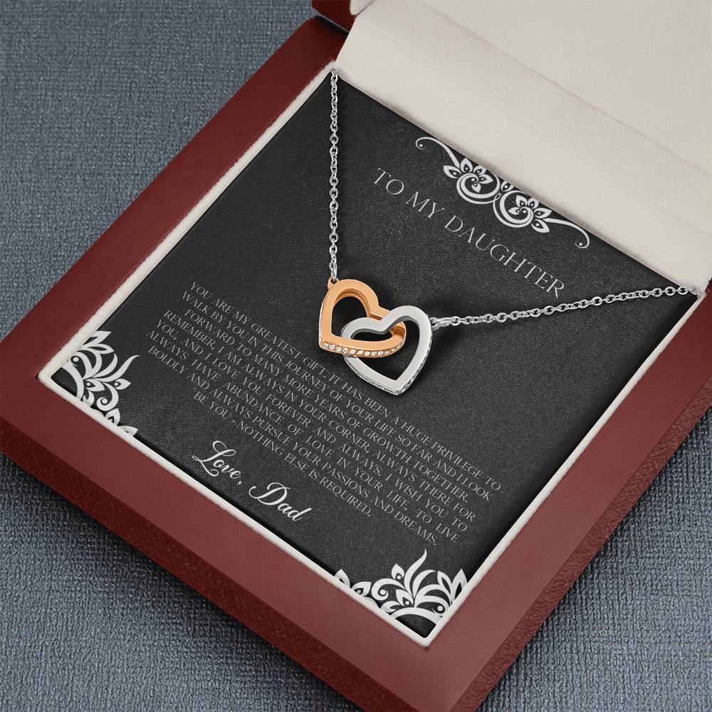 To My Daughter  Gifts, You Are My Greatest Gift, Interlocking Heart Necklace For Women, Birthday Present Idea From Dad