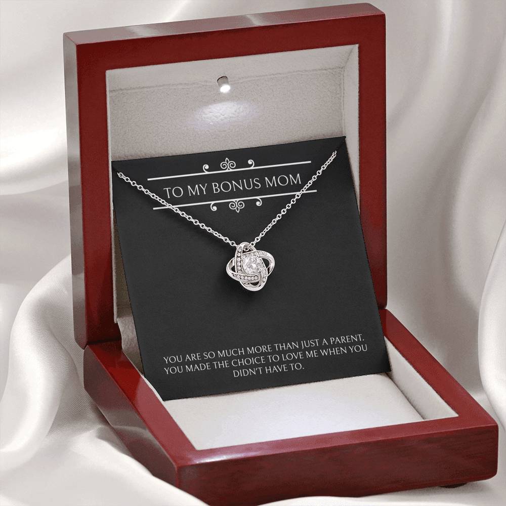 To My Bonus Mom Gifts, More Than Just A Parent, Love Knot Necklace For Women, Birthday Mothers Day Present From Bonus Daughter