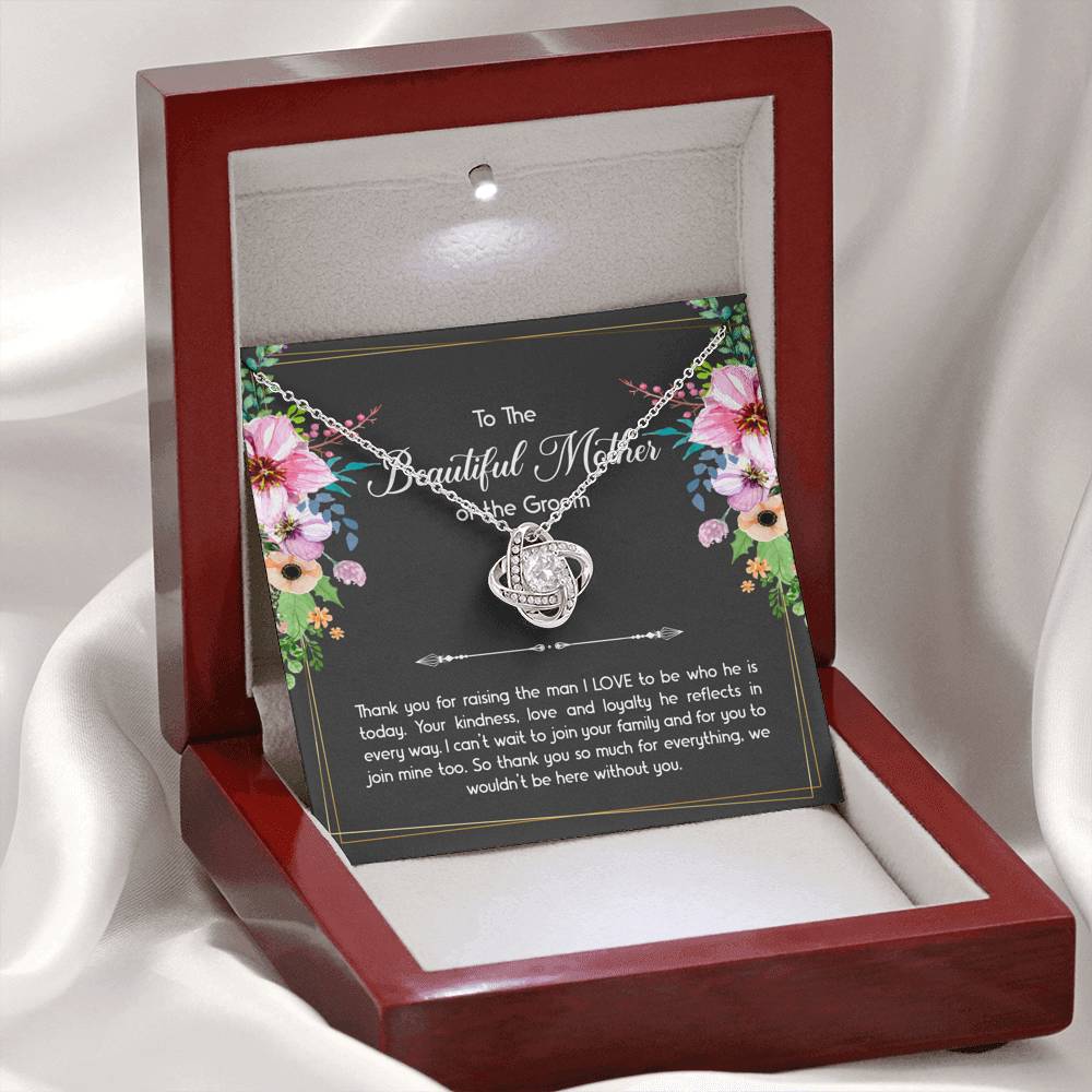 Mom Of The Groom Gifts, Thank You For Raising The Man I Love, Love Knot Necklace For Women, Wedding Day Thank You Ideas From Bride
