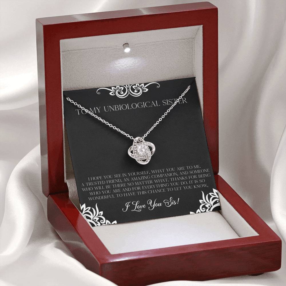 To My Unbiological Sister Gifts, I Hope You See in Yourself, Love Knot Necklace For Women, Birthday Present Idea From Sister-in-law