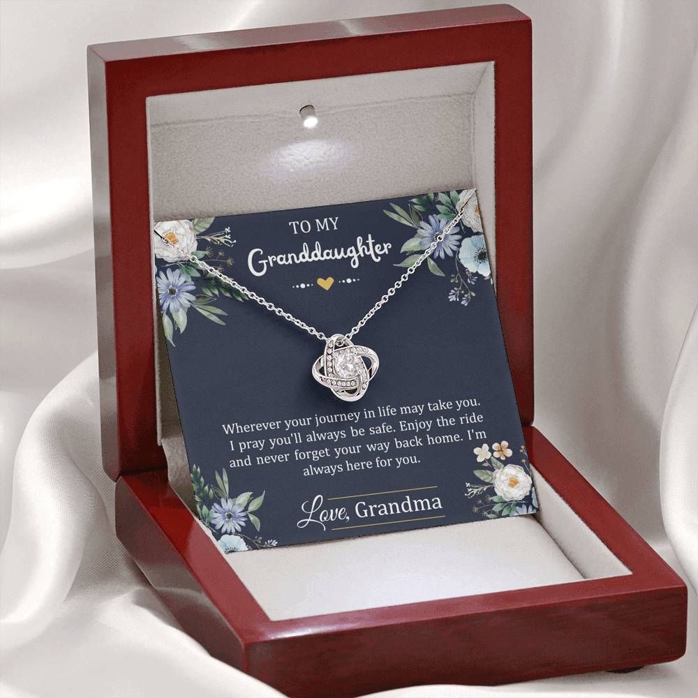 To My Granddaughter Gifts, I'm Always Here For You, Love Knot Necklace For Women, Birthday Present Idea From Grandma