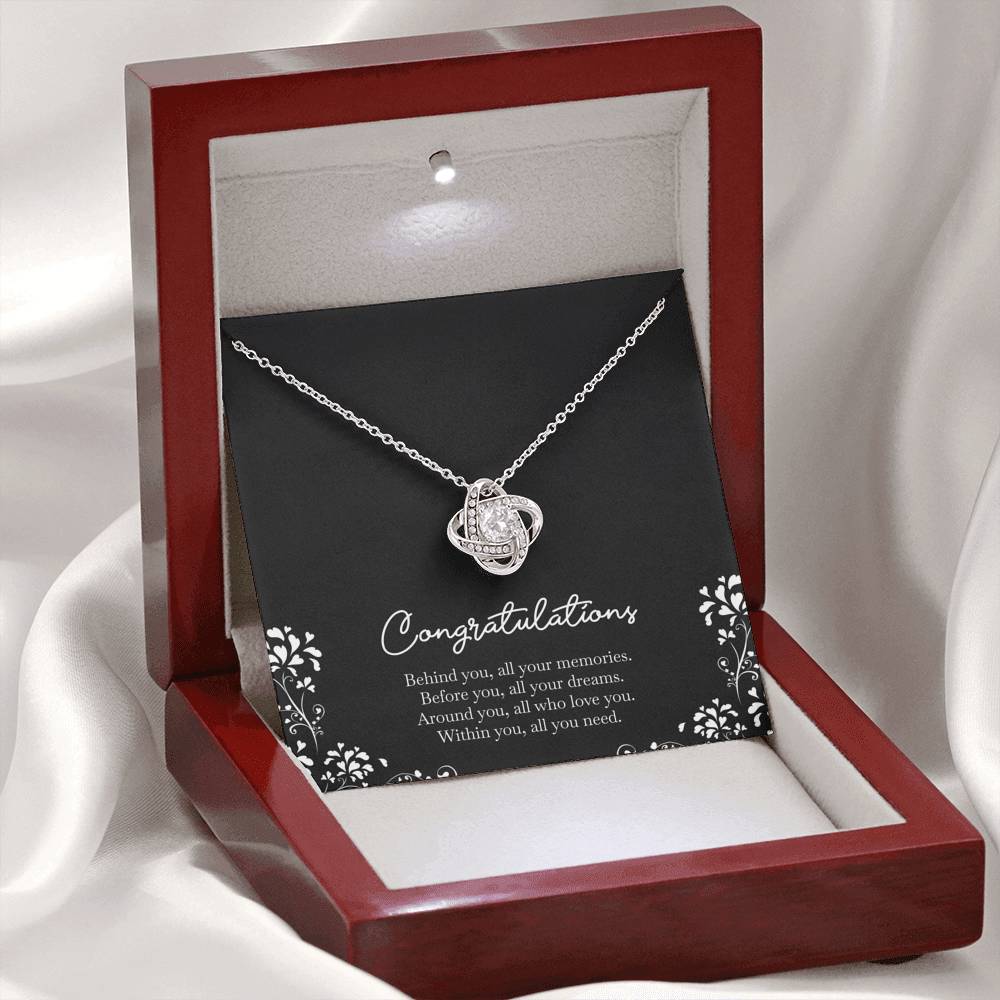 Retirement Gifts, Behind You, Happy Retirement Love Knot Necklace For Women, Retirement Party Favor From Friends Coworkers