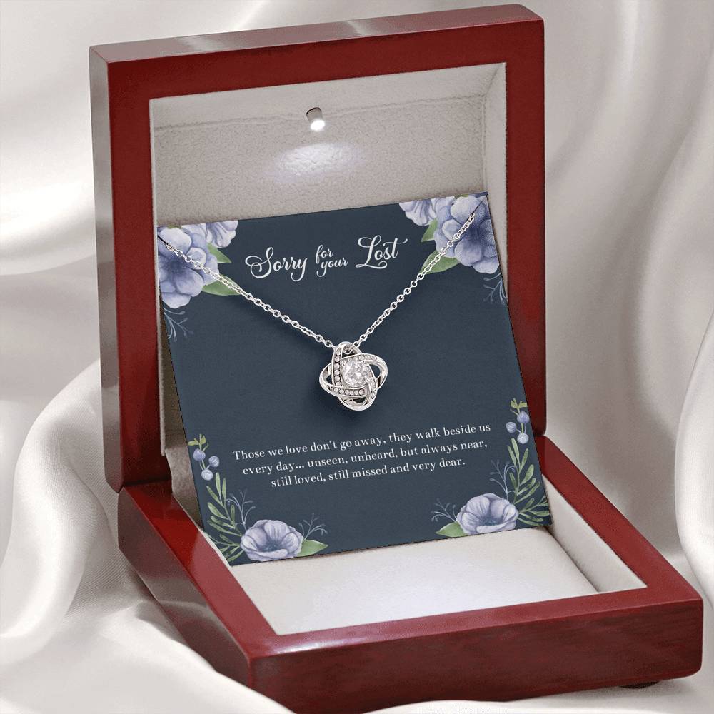 Loss of Loved One Gifts, Still Loved, Sympathy Love Knot Necklace For Loss of Loved One, Memorial Sorry For Your Loss Present