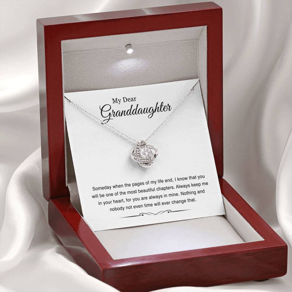 To My Granddaughter Gifts, Someday When The Pages Of My Life End, Love Knot Necklace For Women, Birthday Present Idea From Grandma Grandpa