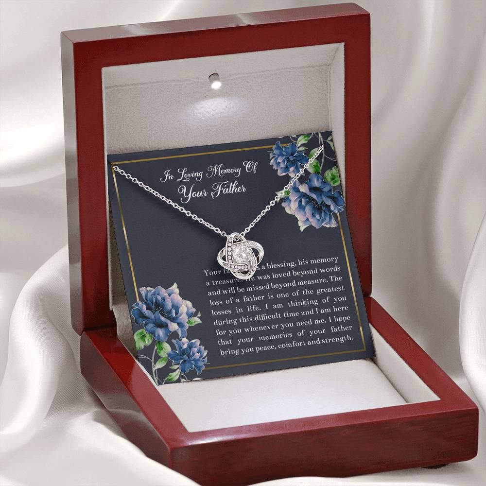 Loss of Father Gifts, In Loving Memory, Sympathy Love Knot Necklace For Loss of Father, Memorial Sorry For Your Loss Present