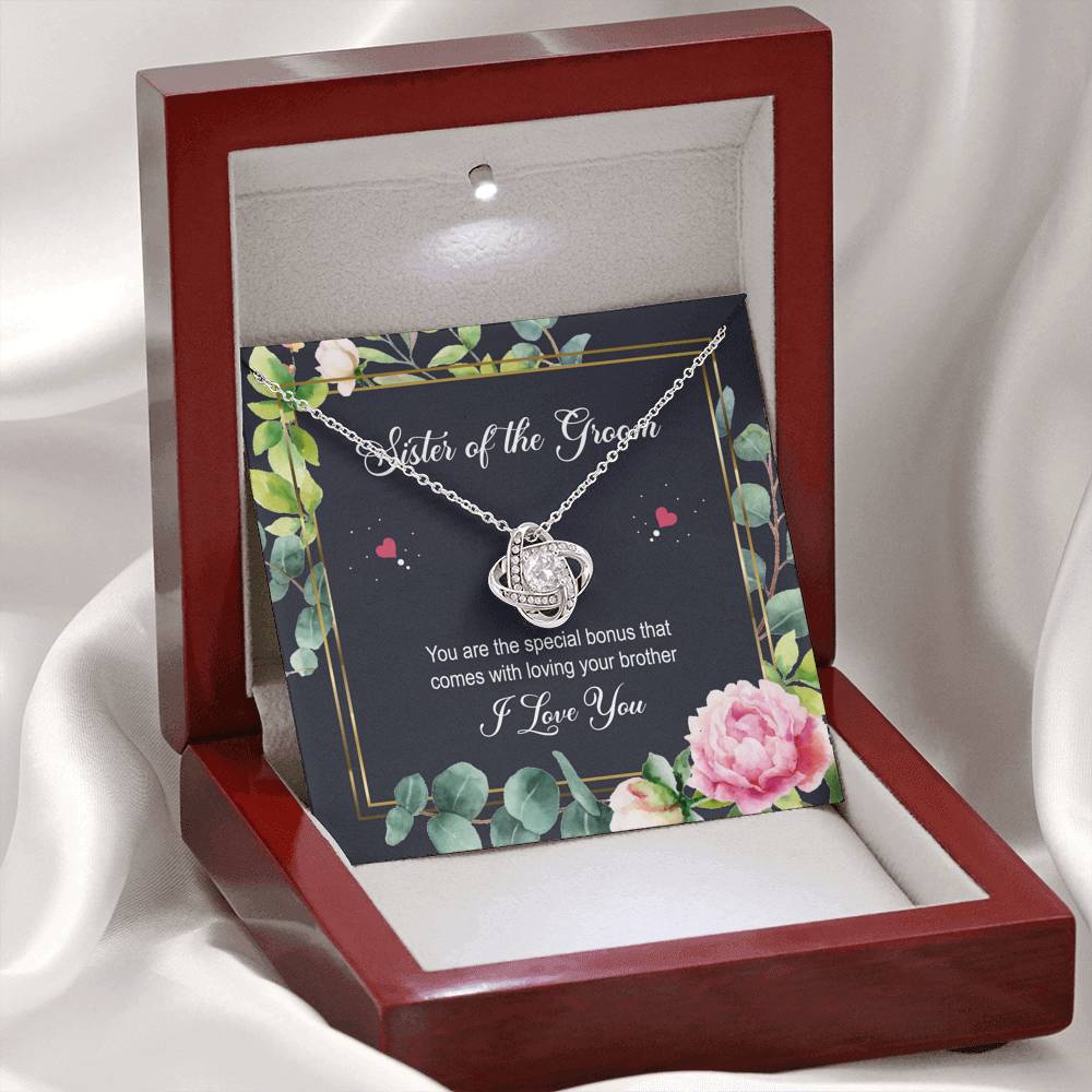Sister of the Groom Gifts, You Are The Special Bonus, Love Knot Necklace For Women, Wedding Day Thank You Ideas From Bride