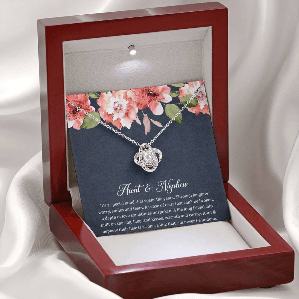 To My Aunt Gifts, Aunt and Nephew Bond, Love Knot Necklace For Women, Aunt Birthday Present From Nephew