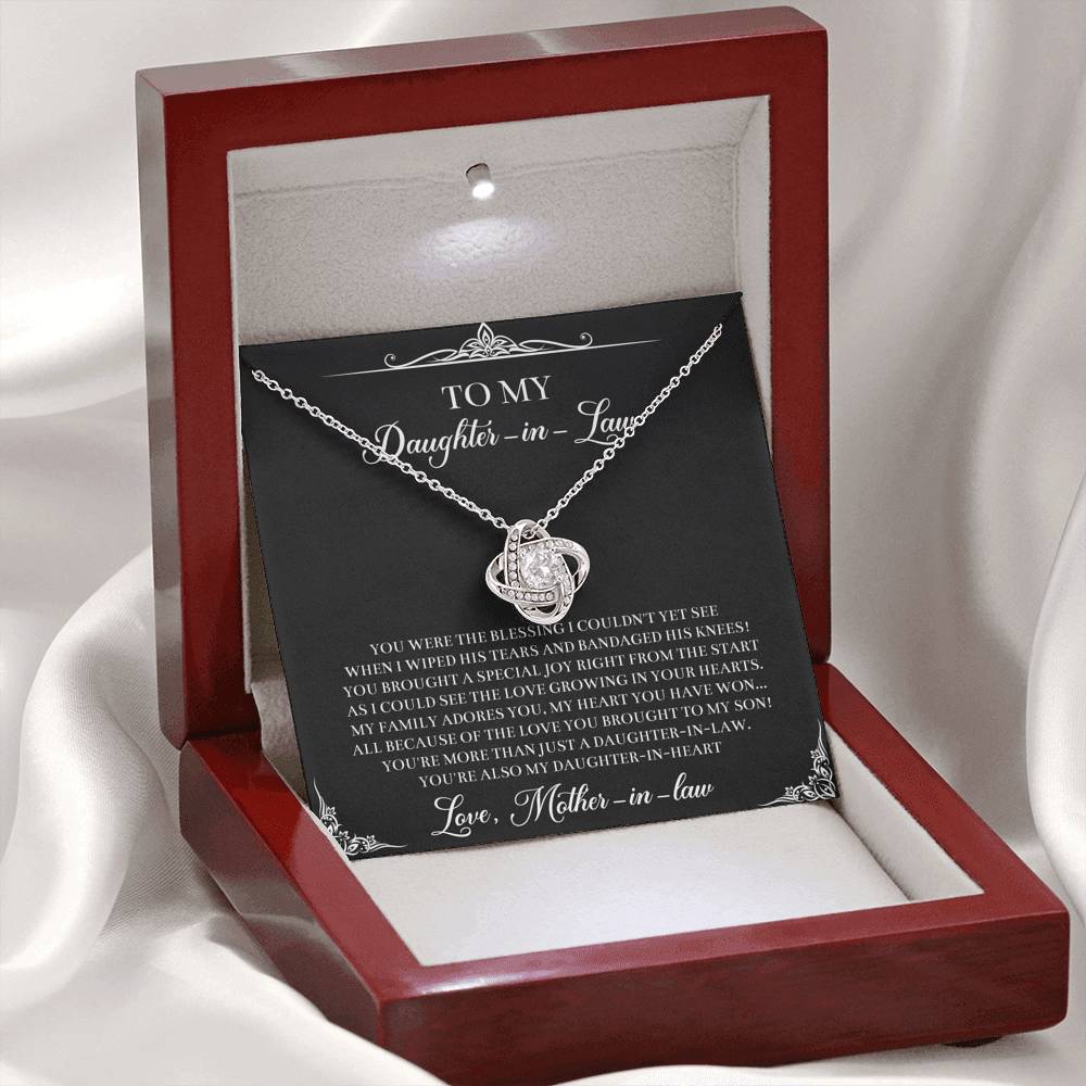 To My Daughter-in-law Gifts, The Blessing I Couldn't See, Love Knot Necklace For Women, Birthday Present Idea From Mother-in-law
