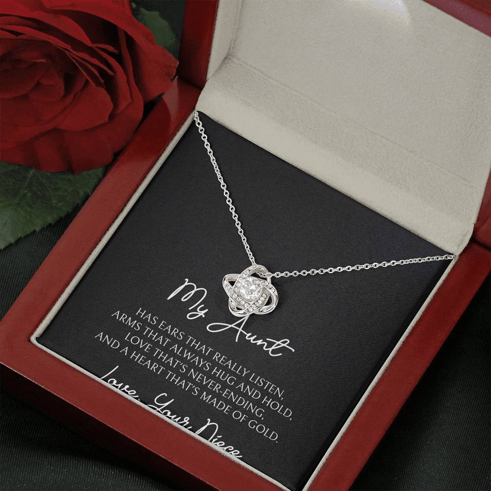 To My Aunt Gifts, Love That's Never Ending, Love Knot Necklace For Women, Birthday Present Idea From Niece