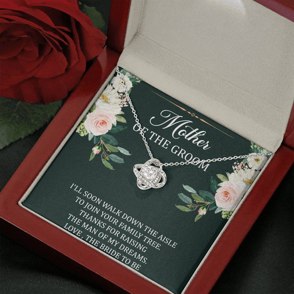 To My Mom of the Bride Gifts, I'll Soon Walk Down The Aisle, Love Knot Necklace For Women, Wedding Day Thank You Ideas From Groom