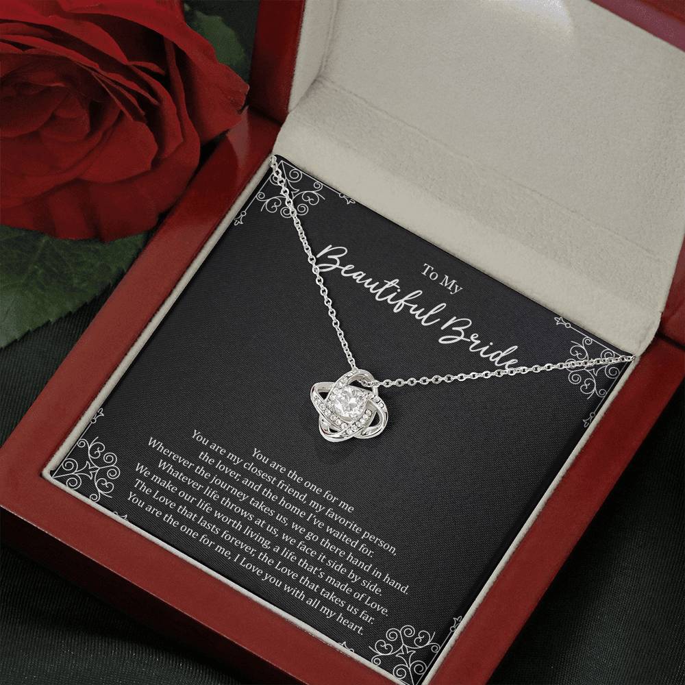 To My Bride Gifts, You Are The One For Me, Love Knot Necklace For Women, Wedding Day Thank You Ideas From Groom