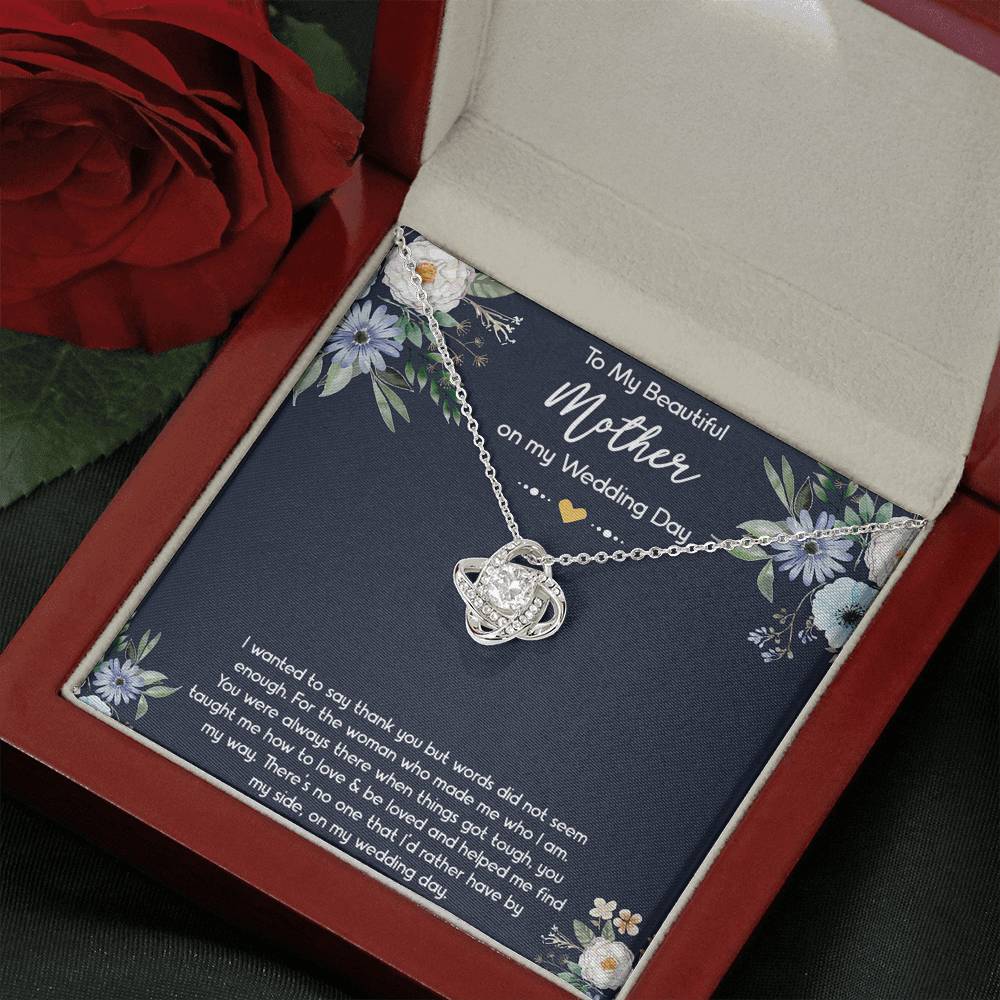 To My Mom of the Bride Gifts, I Wanted To Say Thank You, Love Knot Necklace For Women, Wedding Day Thank You Ideas From Bride