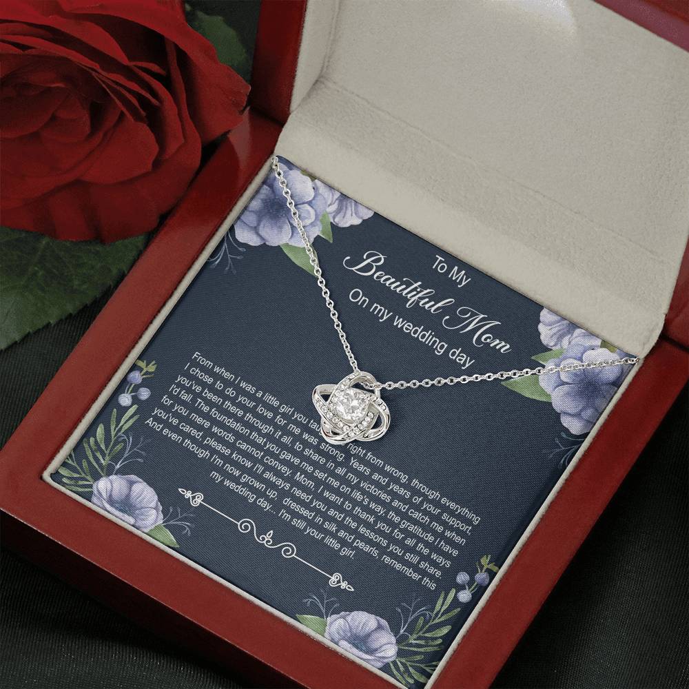 Mom of the Bride Gifts, You Thought Me Right From Wrong, Love Knot Necklace For Women, Wedding Day Thank You Ideas From Bride