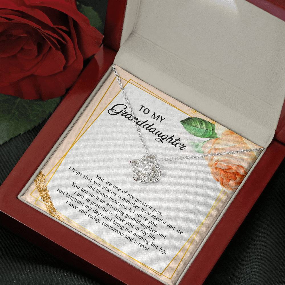 To My Granddaughter Gifts, You Are One Of My Greatest Joys, Love Knot Necklace For Women, Birthday Present Idea From Grandma Grandpa