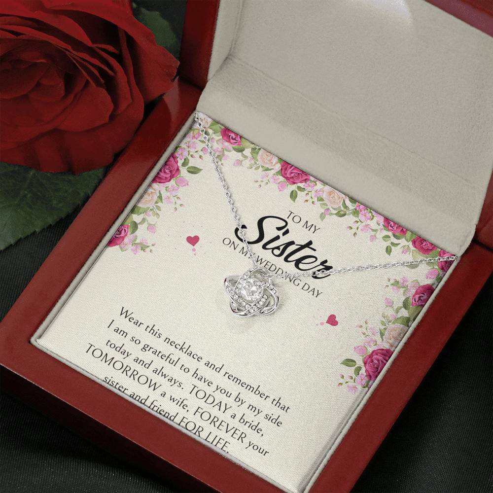 Sister of the Bride Gifts, I Am So Grateful To Have You, Love Knot Necklace For Women, Wedding Day Thank You Ideas From Bride