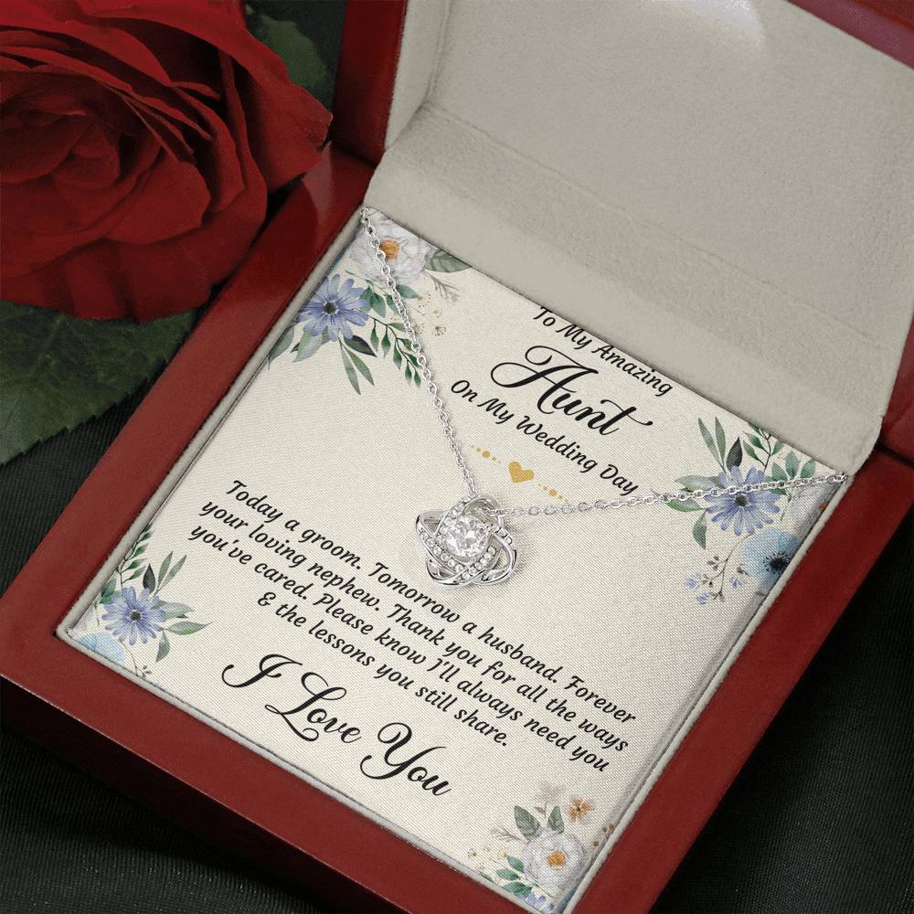 Aunt of the Groom Gifts, Forever Your Nephew, Love Knot Necklace For Women, Wedding Day Thank You Ideas From Groom