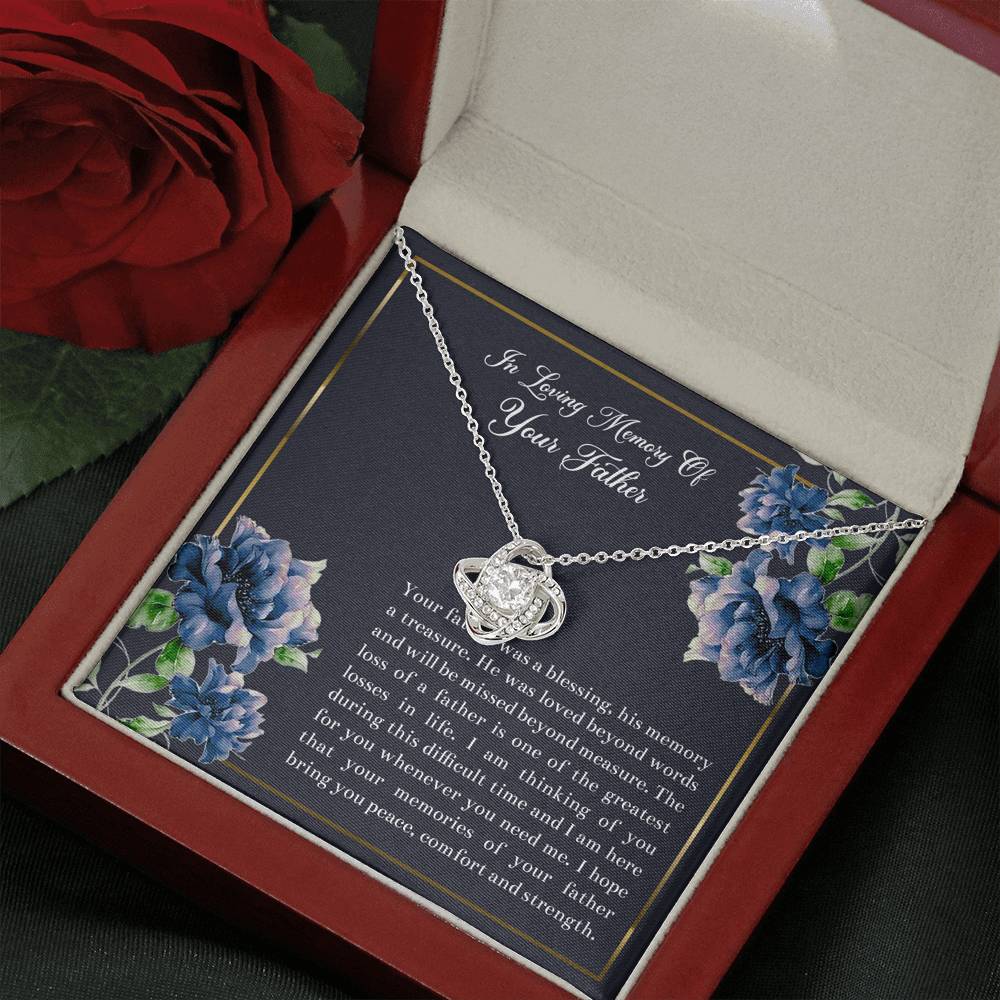 Loss of Father Gifts, In Loving Memory, Sympathy Love Knot Necklace For Loss of Father, Memorial Sorry For Your Loss Present