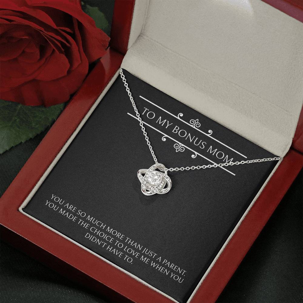To My Bonus Mom Gifts, More Than Just A Parent, Love Knot Necklace For Women, Birthday Mothers Day Present From Bonus Daughter