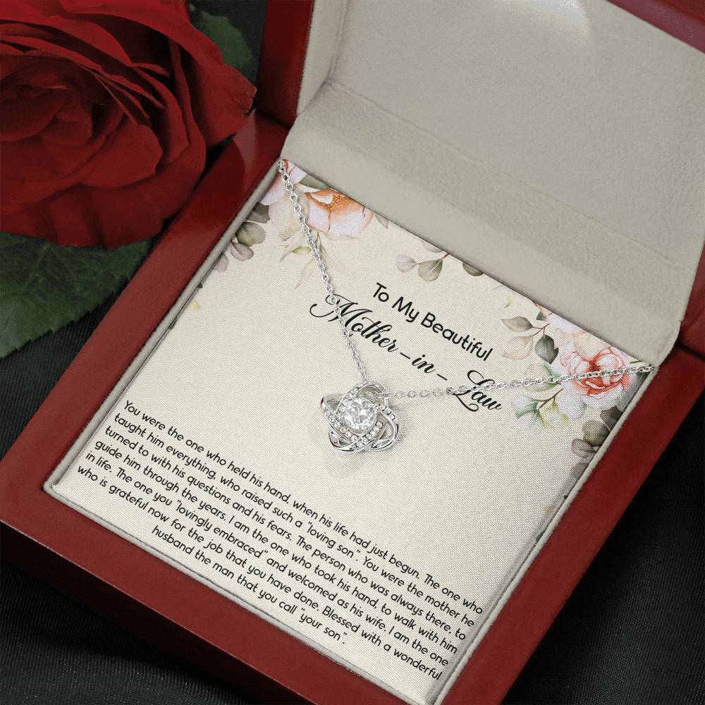 To My Mother-in-Law Gifts, The One Who Held His Hand, Love Knot Necklace For Women, Birthday Mothers Day Present From Daughter-in-law