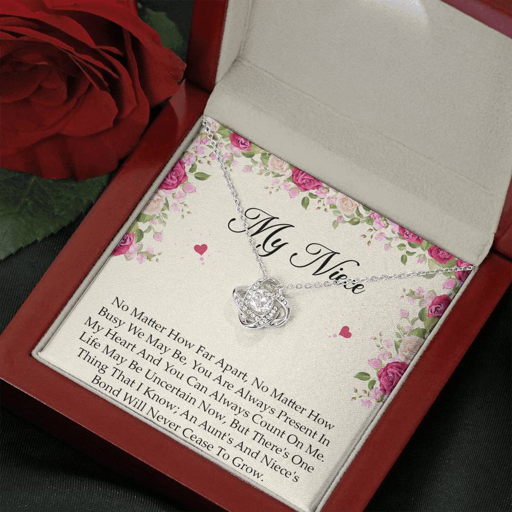 To My Niece  Gifts, No Matter How Far Apart, Love Knot Necklace For Women, Birthday Present Idea From Aunt Uncle