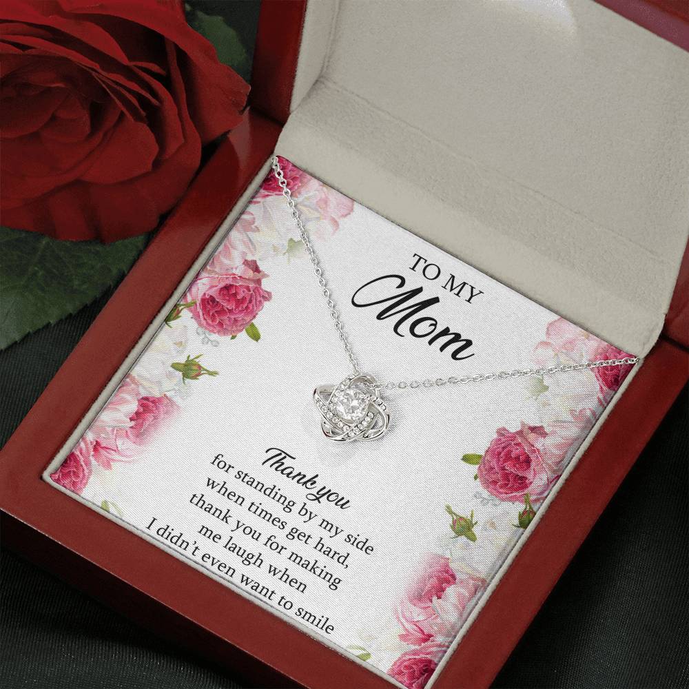 To My Mom Gifts, Thank You For Standing By My Side, Love Knot Necklace For Women, Birthday Mothers Day Present From Son Daughter