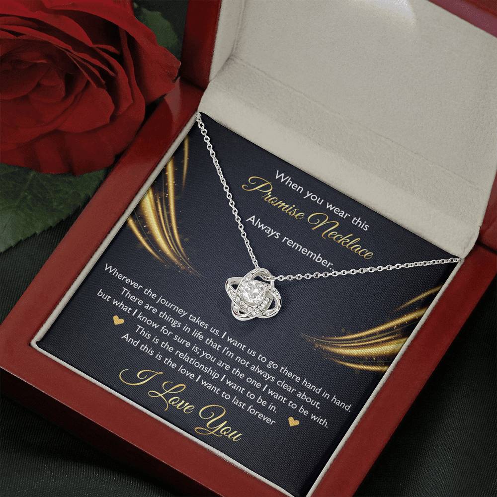 To My Girlfriend, When You Wear This Promise Necklace, Love Knot Necklace For Women, Anniversary Birthday Gifts From Boyfriend