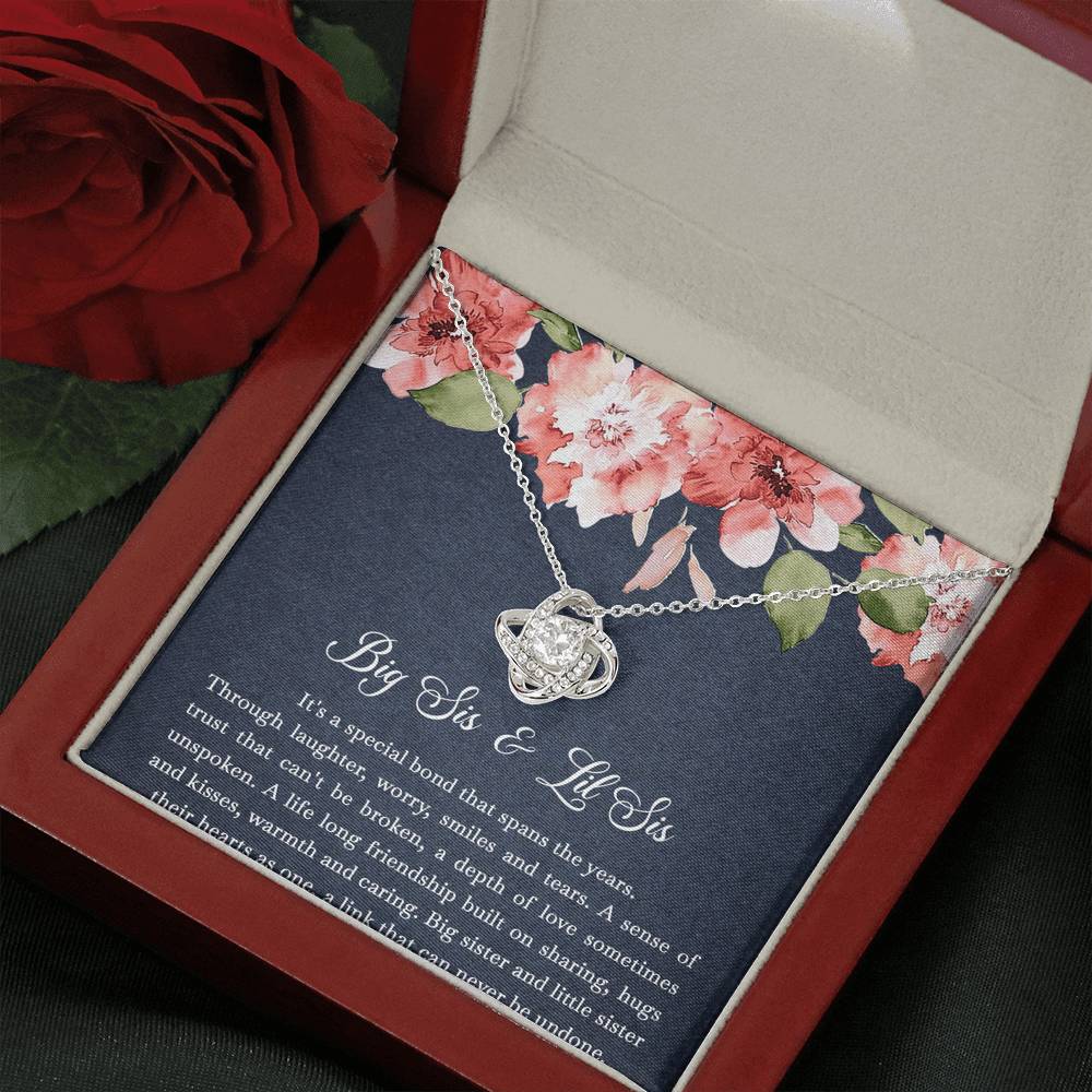 To My Sister Gifts, Big Sis and Lil Sis, Love Knot Necklace For Women, Birthday Present Idea From Sister