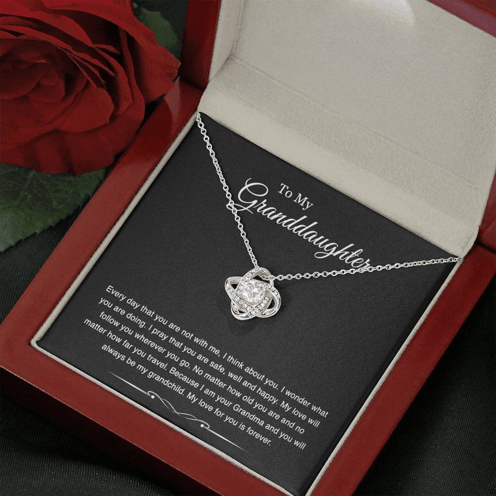 Gifts For Granddaughters, Every Day That You Are Not With Me, Love Knot Necklace For Women, Birthday Jewelry From Grandmother Grandfather