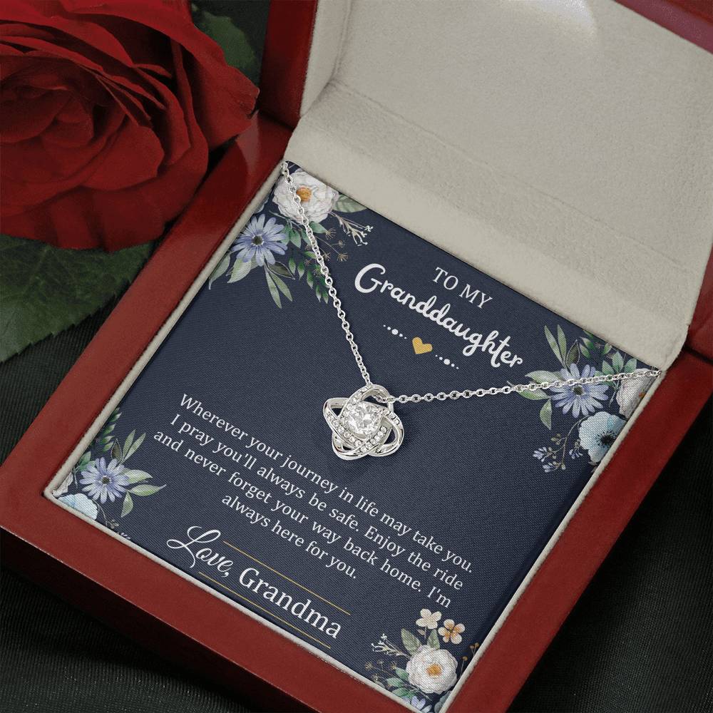 To My Granddaughter Gifts, I'm Always Here For You, Love Knot Necklace For Women, Birthday Present Idea From Grandma