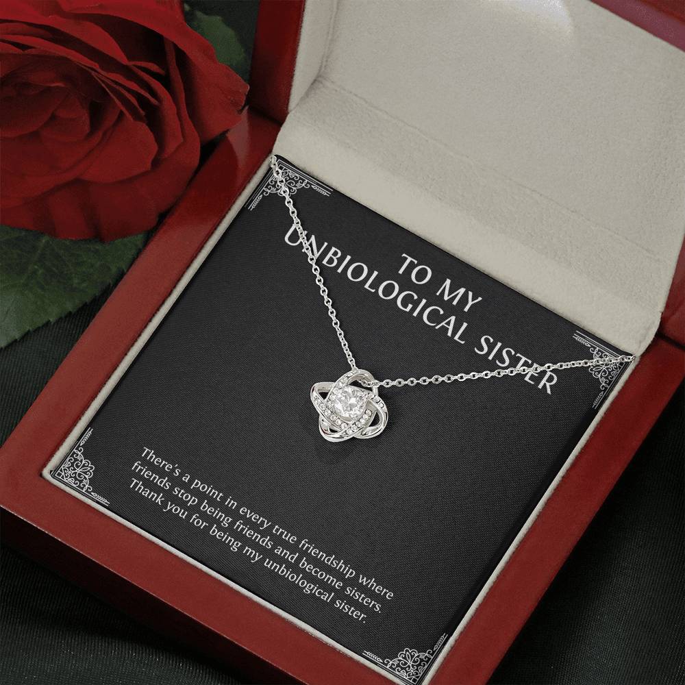 To My Unbiological Sister Gifts, Point in Every Friendship, Love Knot Necklace For Women, Birthday Present Idea From Sister-in-law