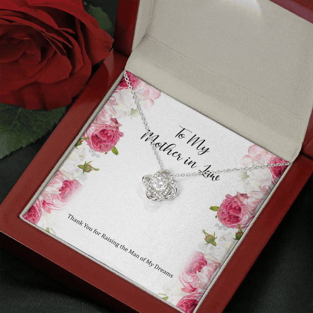 To My Mother-in-Law Gifts, Raising The Man Of My Dreams, Love Knot Necklace For Women, Birthday Mothers Day Present From Daughter-in-law