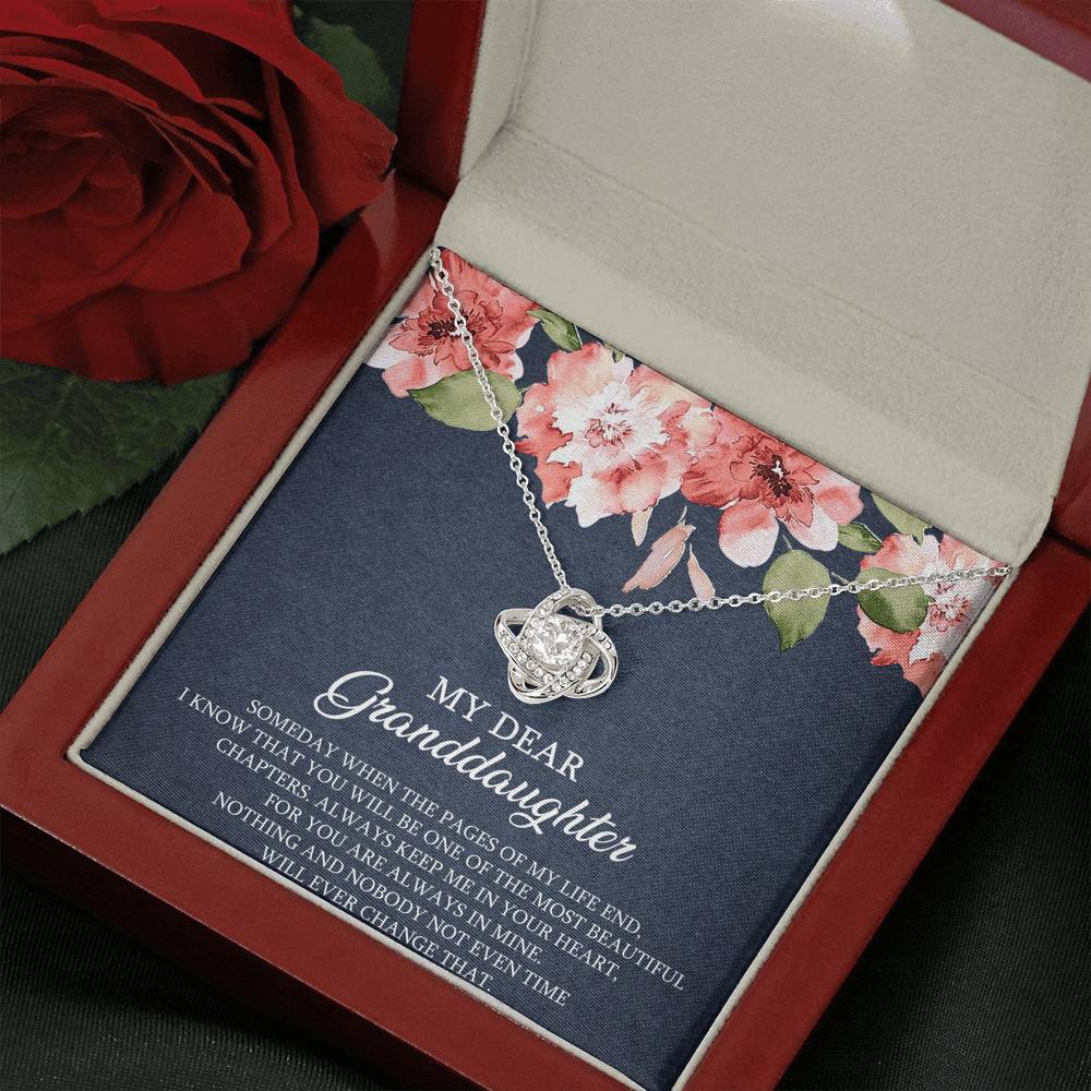 To My Granddaughter Gifts, Someday When The Pages Of My Life End, Love Knot Necklace For Women, Birthday Present Idea From Grandma Grandpa