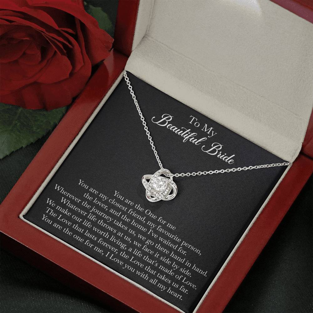 To My Bride Gifts, You Are The One For Me, Love Knot Necklace For Women, Wedding Day Thank You Ideas From Groom