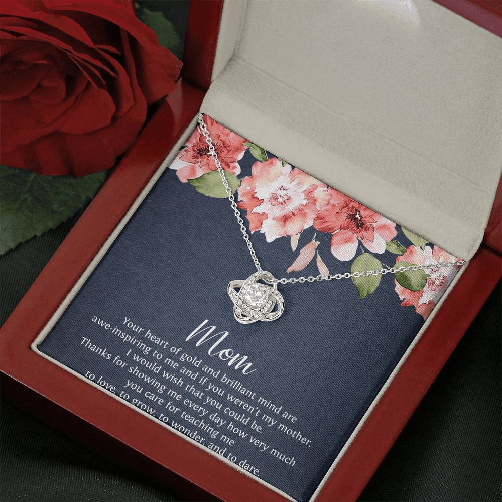 To My Mom Gifts, Your Heart of Gold, Love Knot Necklace For Women, Birthday Mothers Day Present From Son Daughter