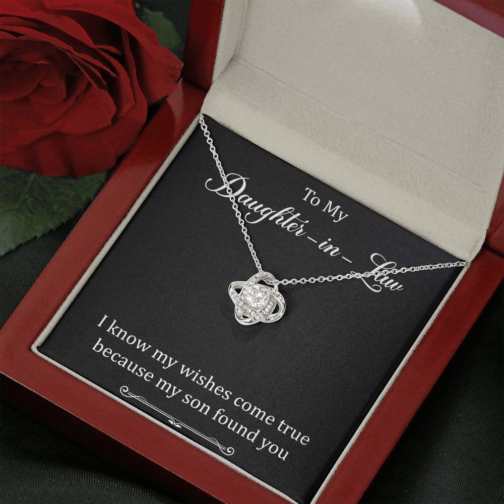 To My Daughter-in-law Gifts, I Know My Wishes Come True, Love Knot Necklace For Women, Birthday Present Idea From Mother-in-law