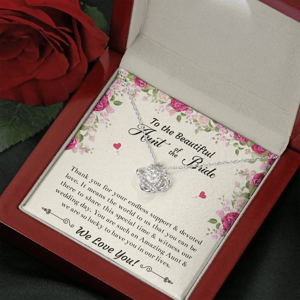 Aunt of the Bride Gifts, Thank You For Your Support, Love Knot Necklace For Women, Wedding Day Thank You Ideas From Bride