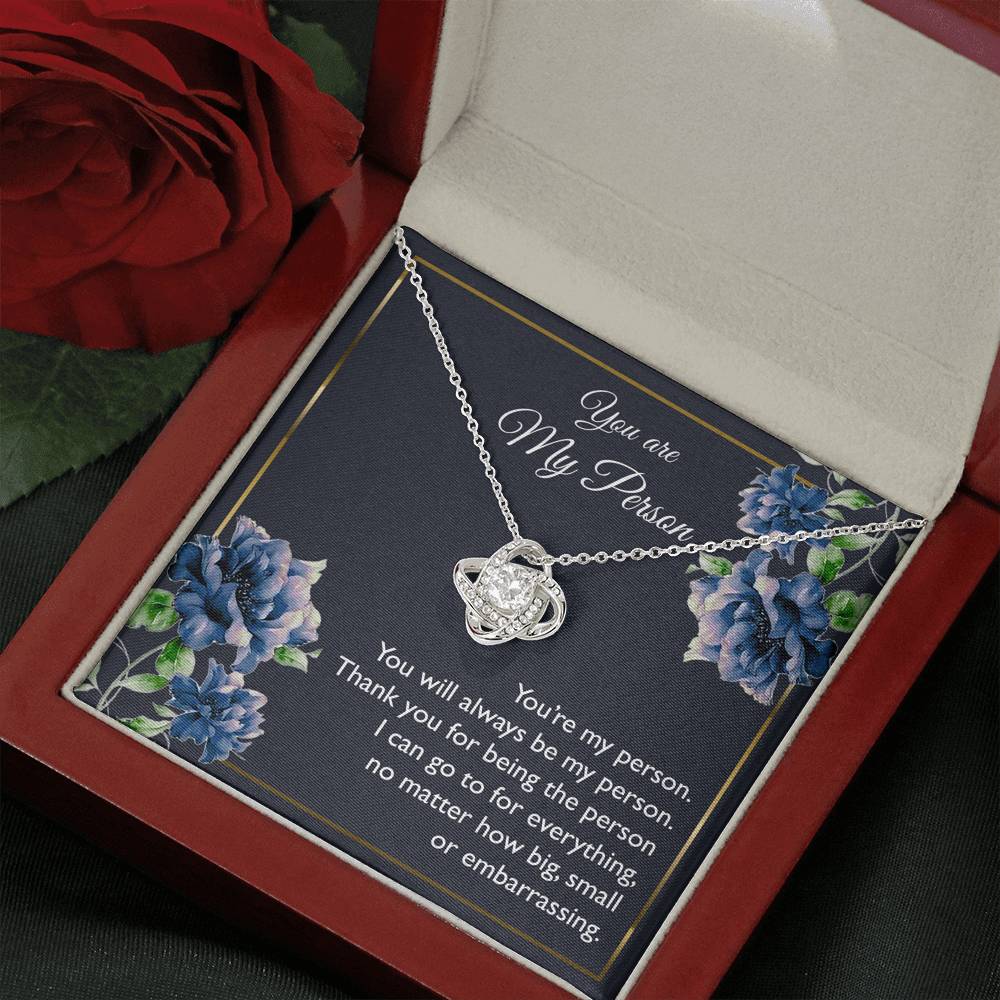 To My Girlfriend, You Are My Person, Love Knot Necklace For Women, Anniversary Birthday Gifts From Boyfriend