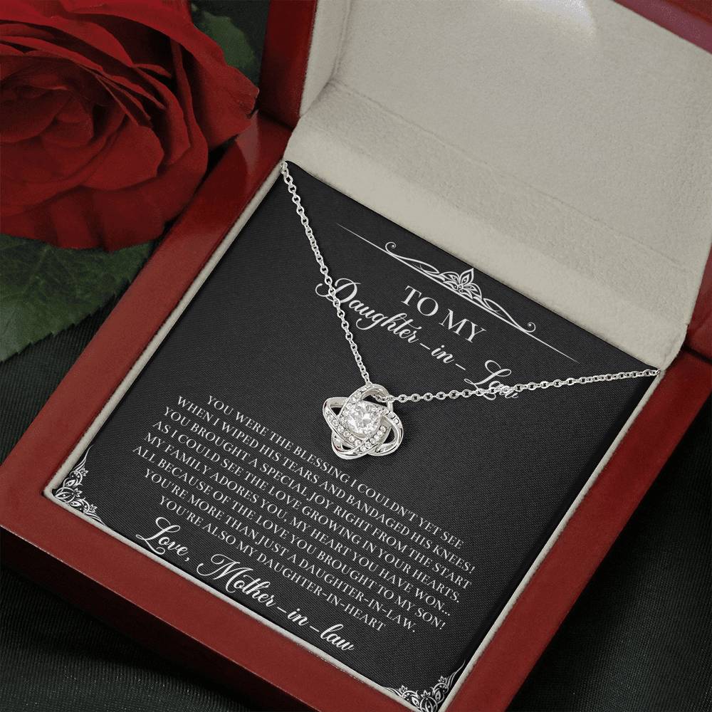 To My Daughter-in-law Gifts, Circle of Strength and Love, Love Knot Necklace For Women, Birthday Present Idea From Mother-in-law